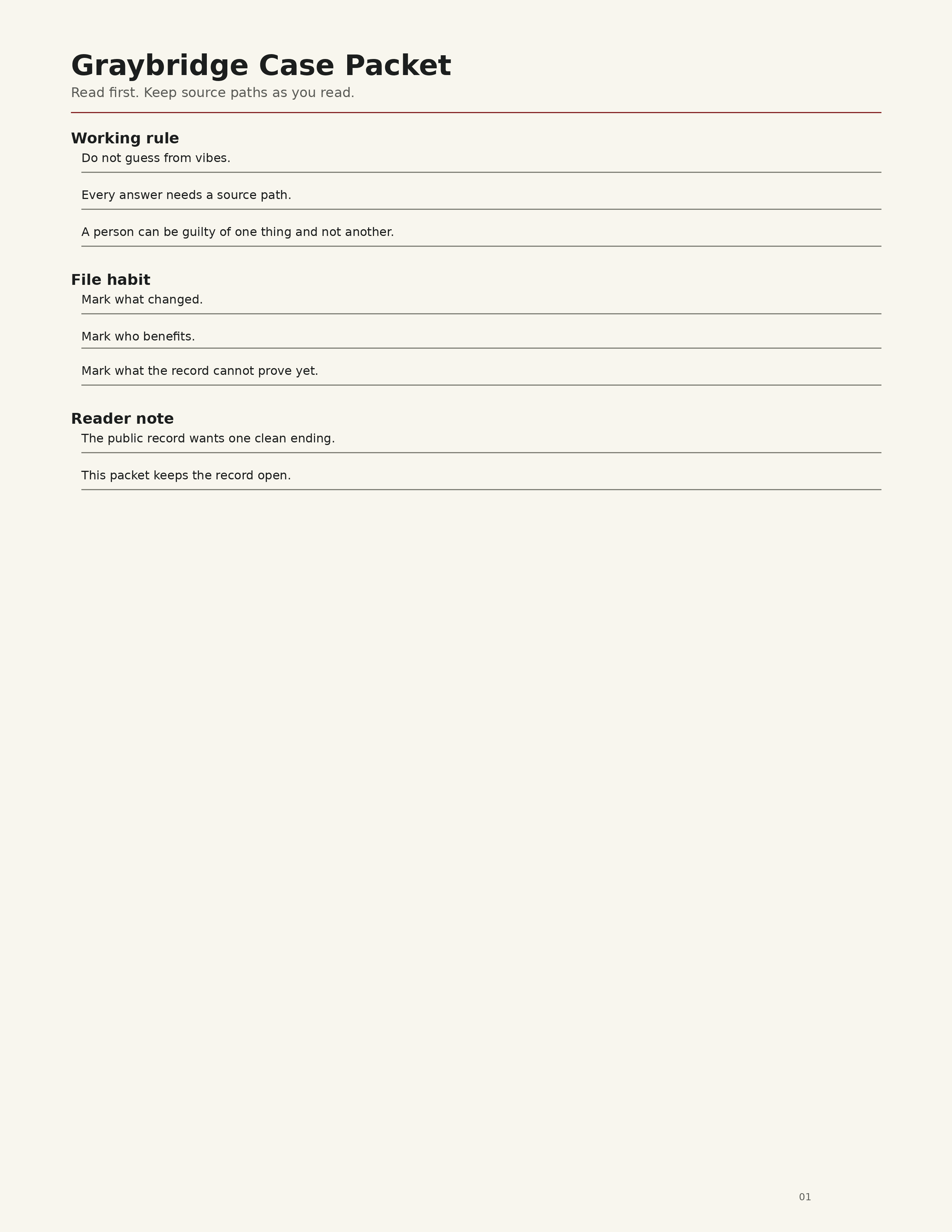 Graybridge Case Packet worksheet