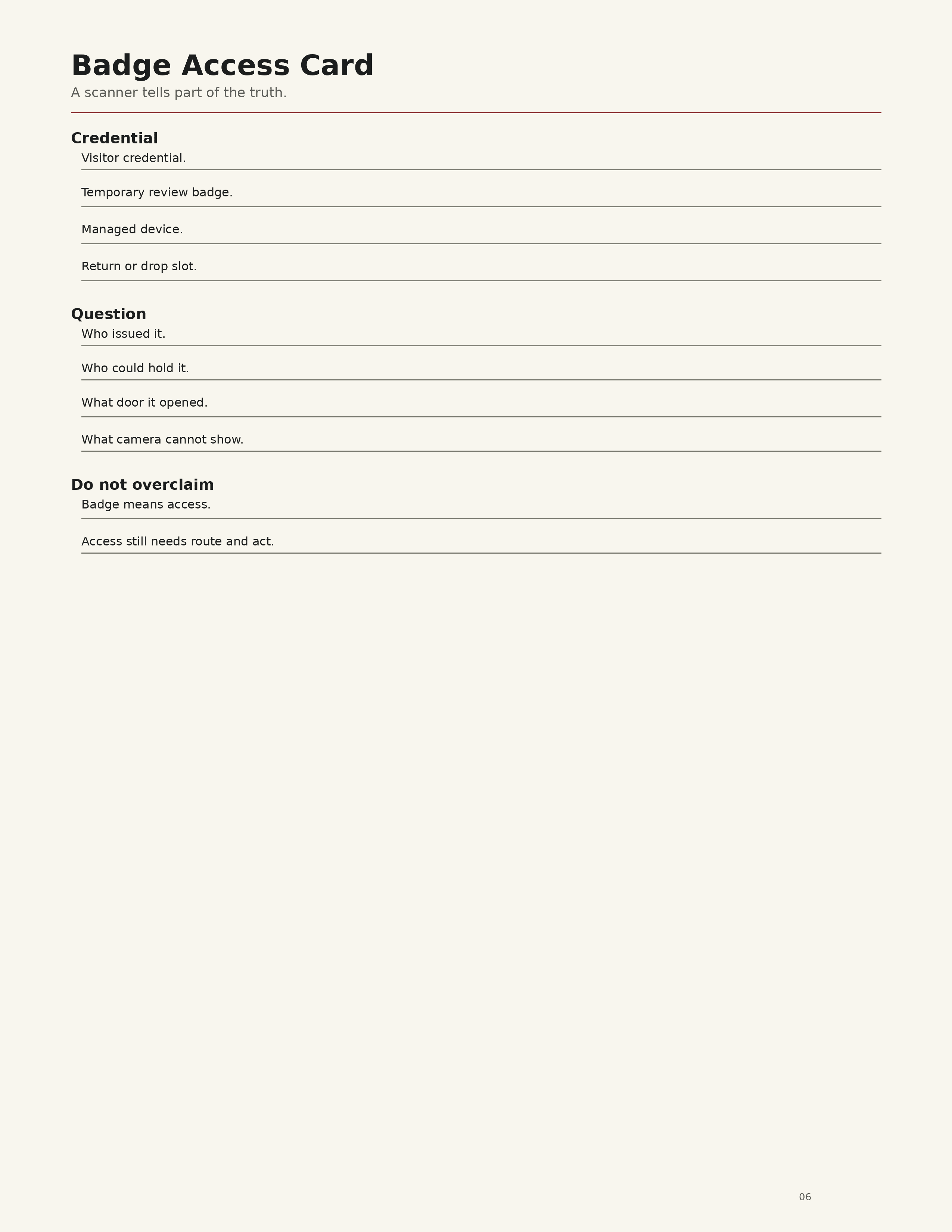 Badge Access Card worksheet
