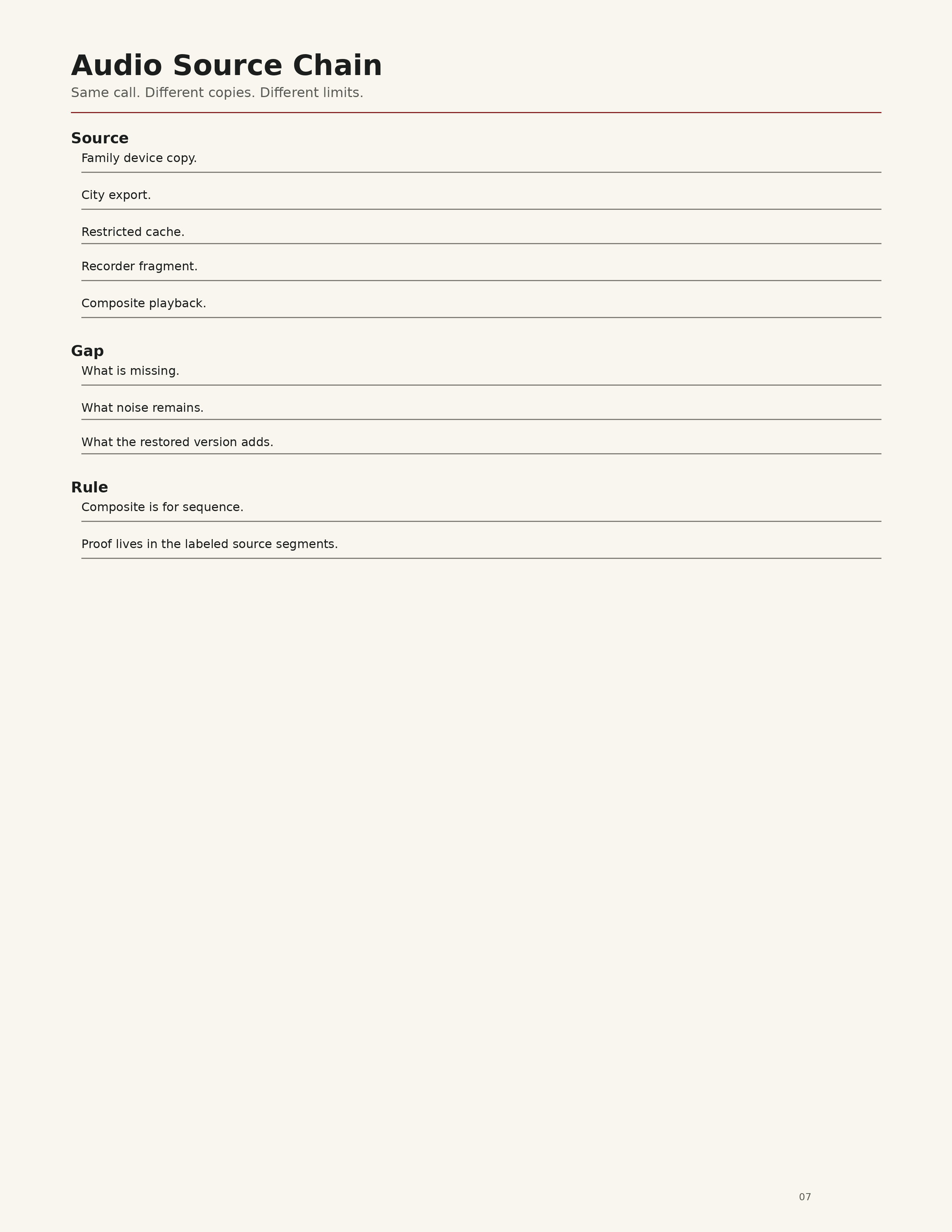 Audio Source Chain worksheet