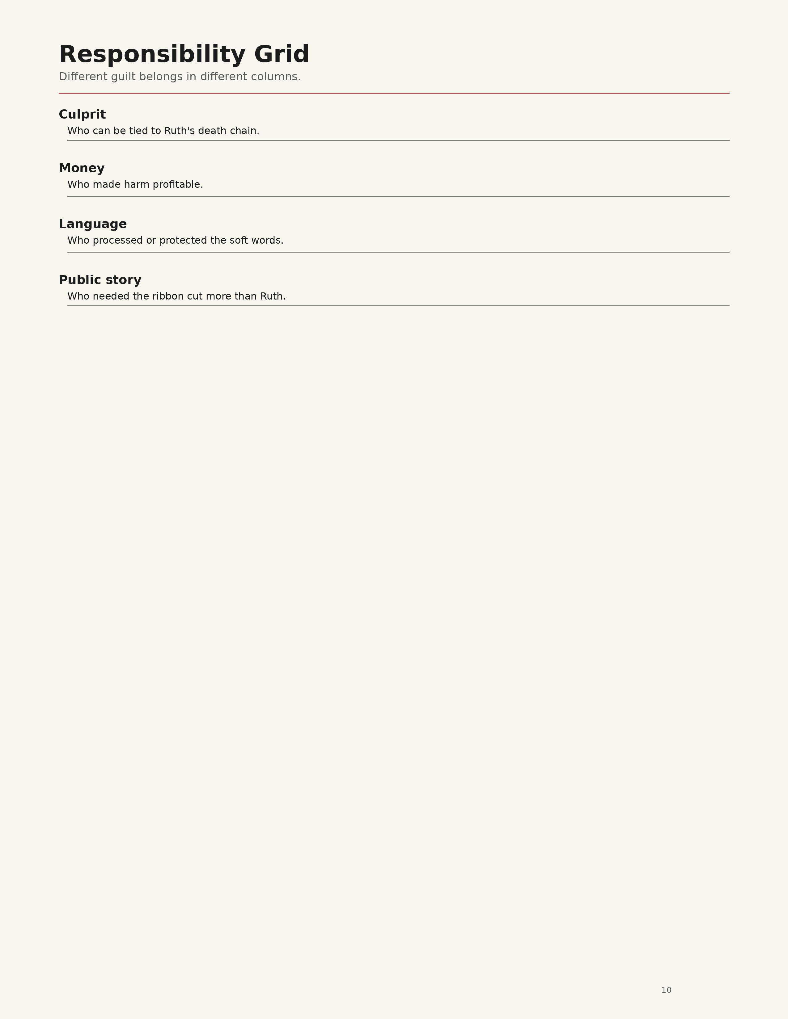 Responsibility Grid worksheet