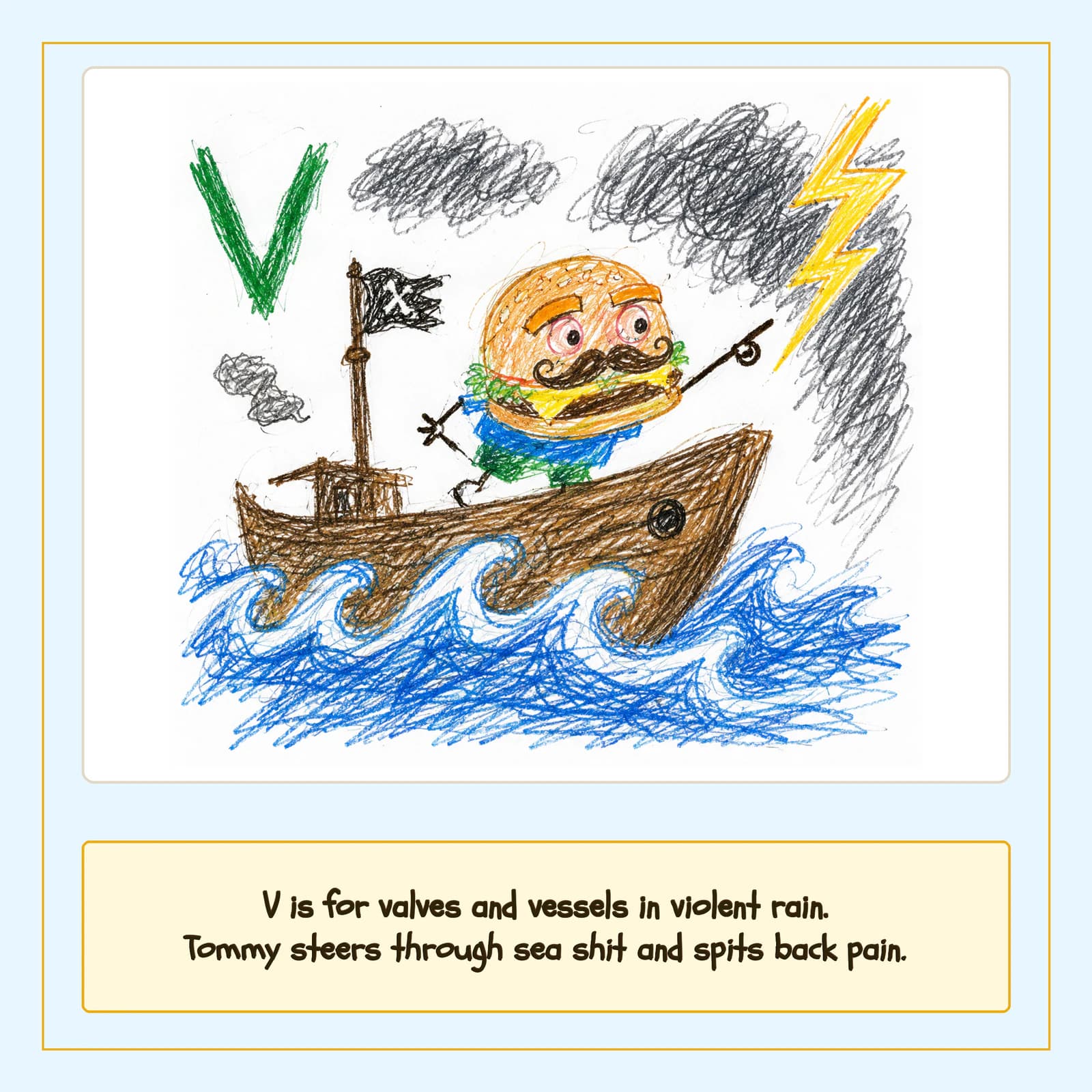 V — The Leviathan's Pulse: Tommy steers a vessel through a violent sea storm
